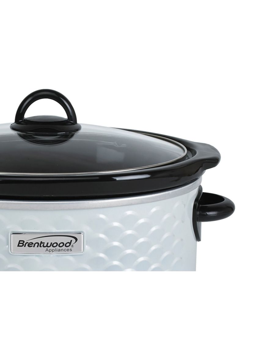 4.5-Quart Scallop Pattern Slow Cooker (White)