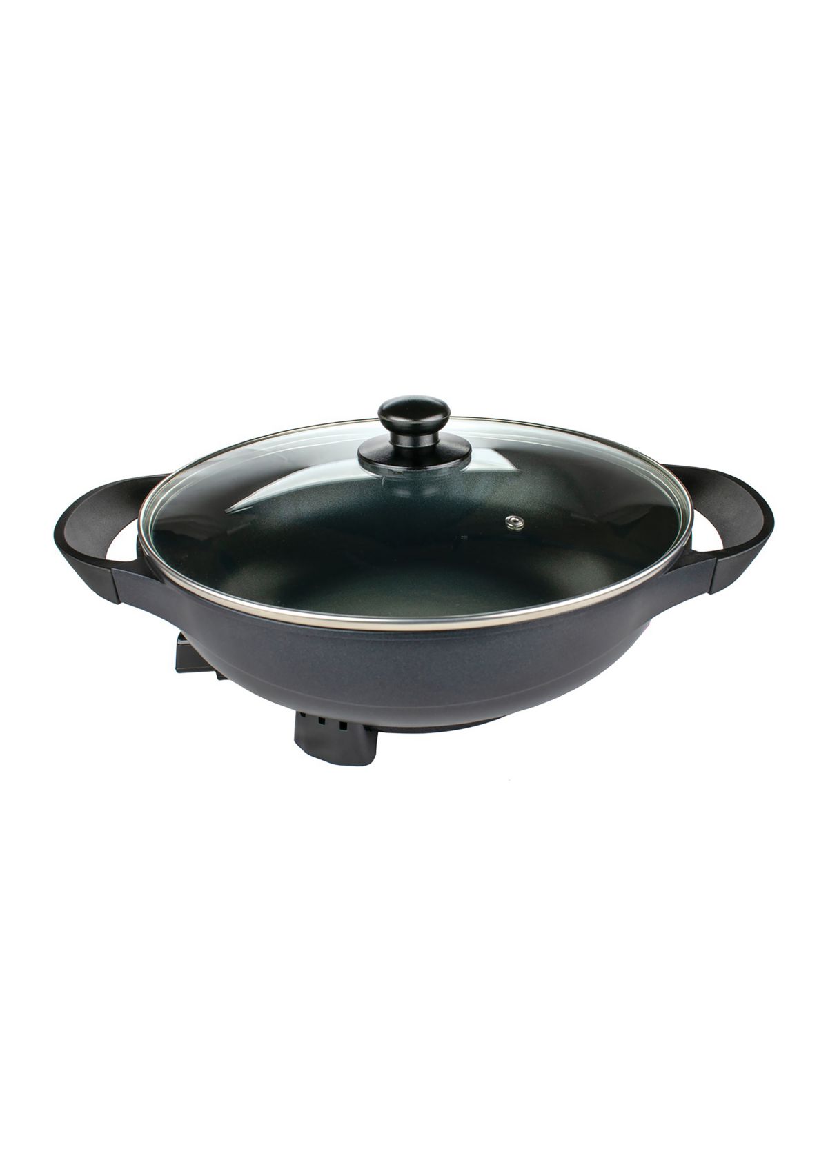  13-Inch Non-Stick Flat-Bottom Electric Wok Skillet with Vented Glass Lid 
