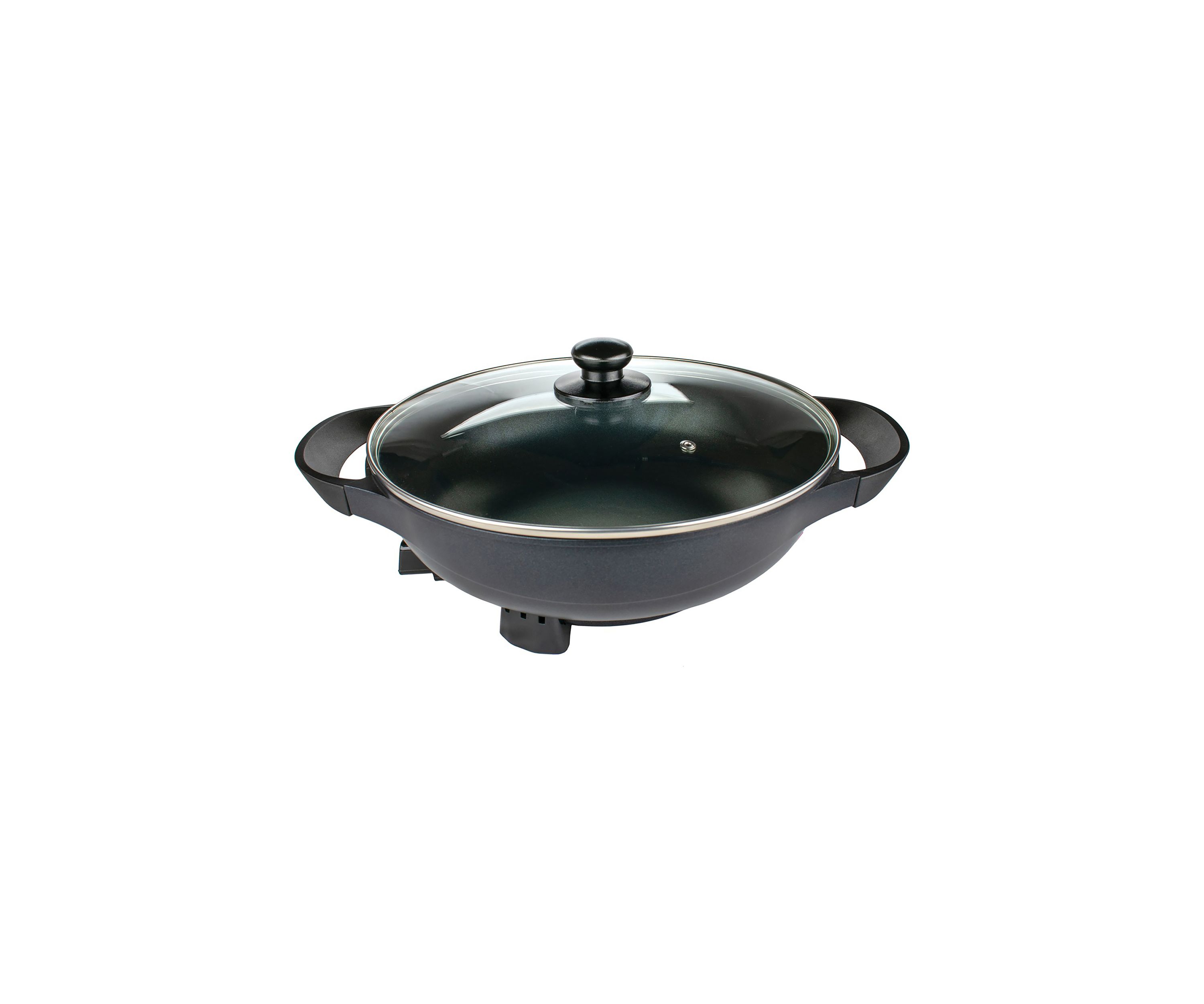  13-Inch Non-Stick Flat-Bottom Electric Wok Skillet with Vented Glass Lid 