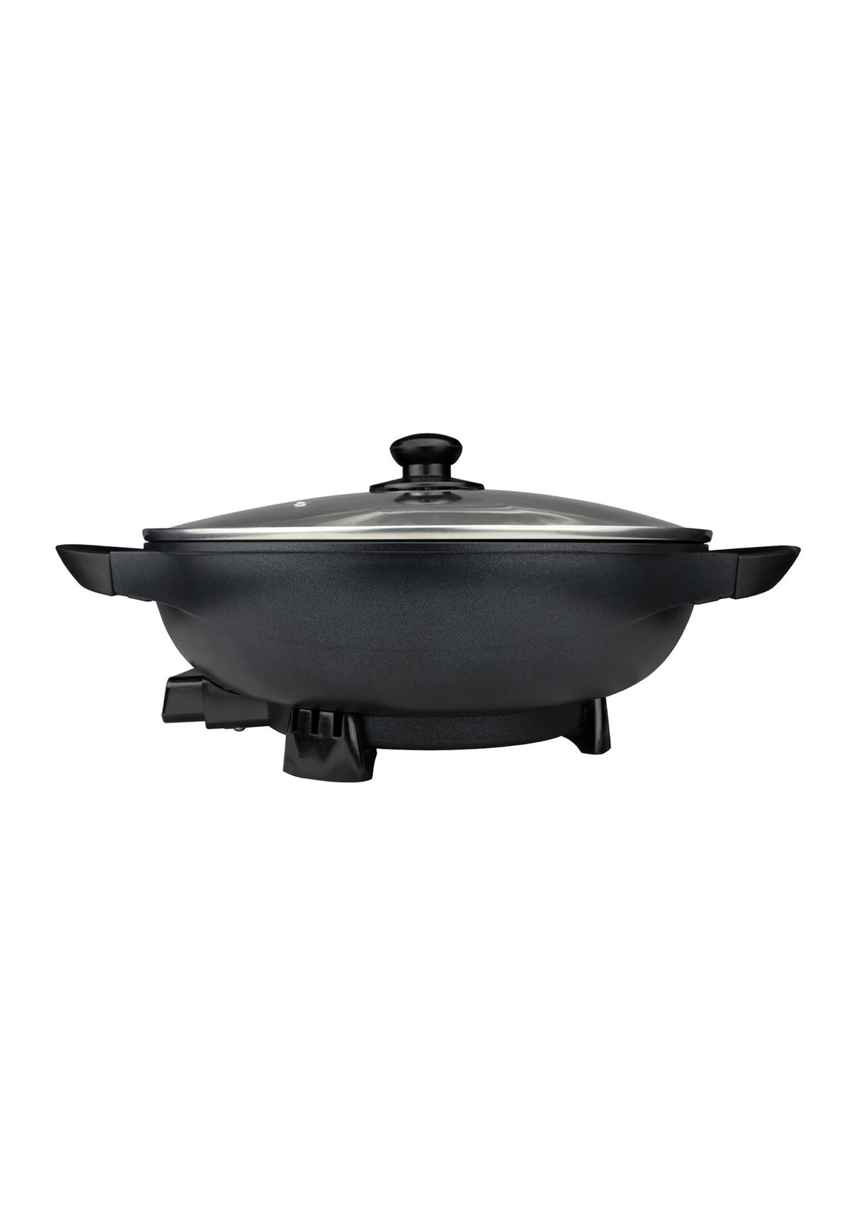  13-Inch Non-Stick Flat-Bottom Electric Wok Skillet with Vented Glass Lid 