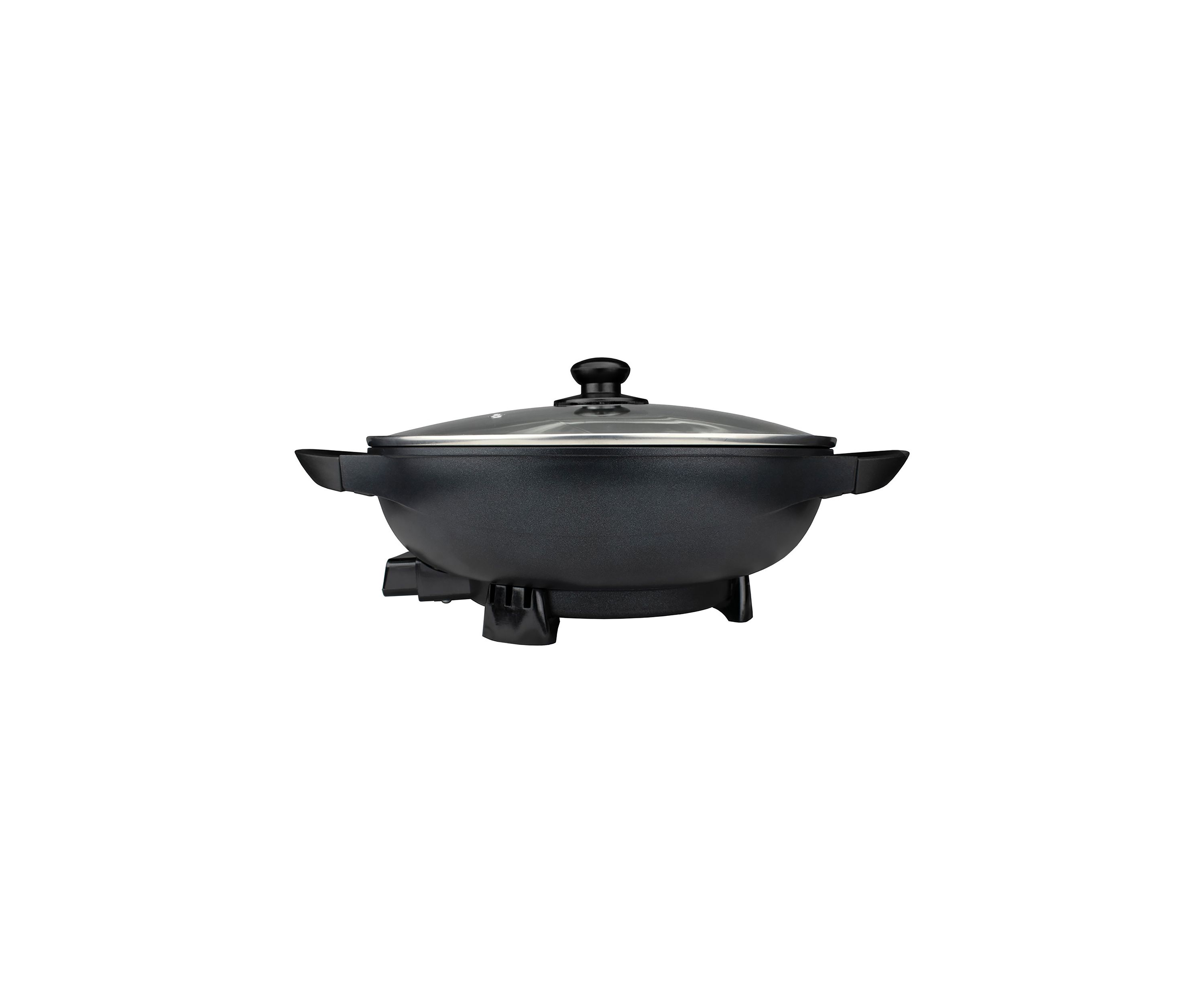 13-Inch Non-Stick Flat-Bottom Electric Wok Skillet with Vented Glass Lid 