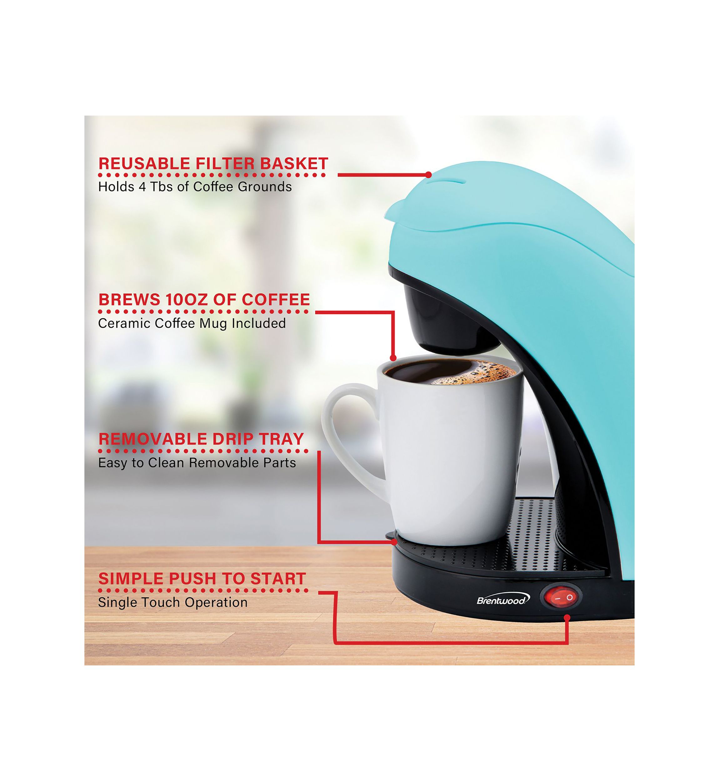 Single-Serve Coffee Maker with Mug (Blue)