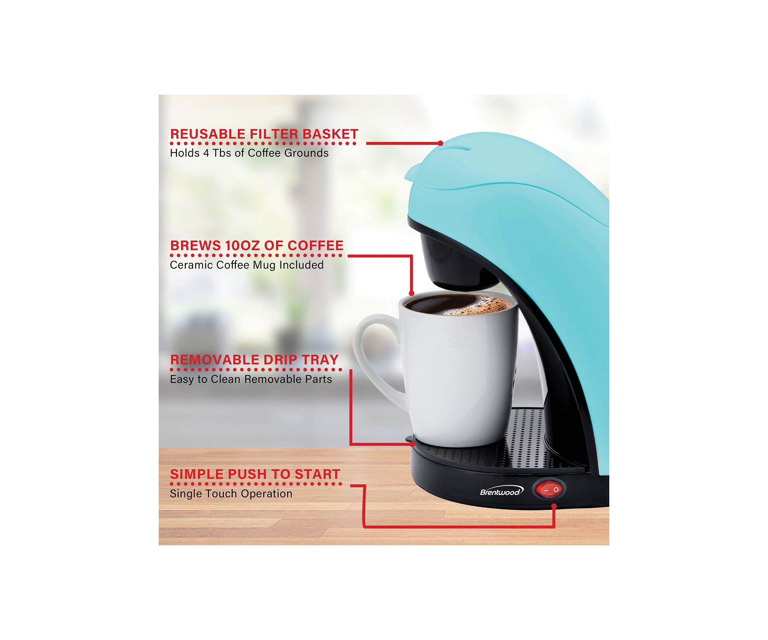 Single-Serve Coffee Maker with Mug (Blue)