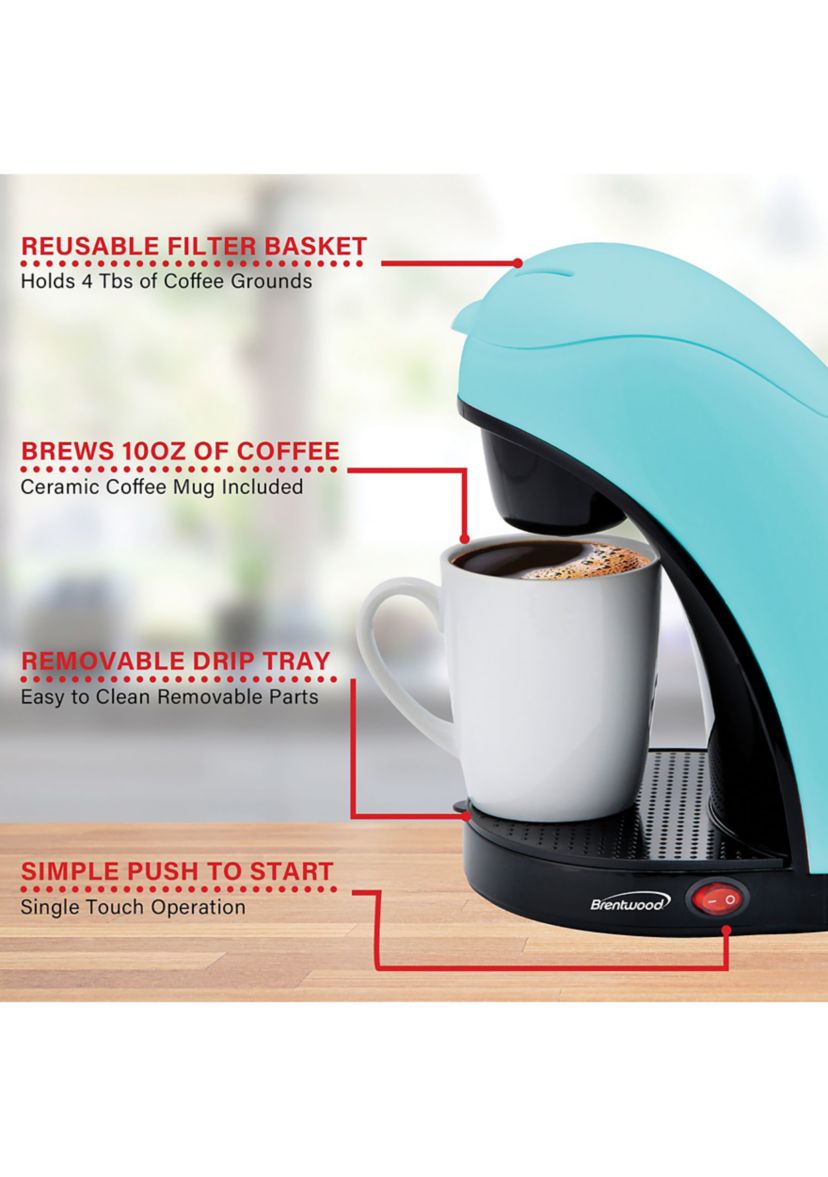 Single-Serve Coffee Maker with Mug (Blue)