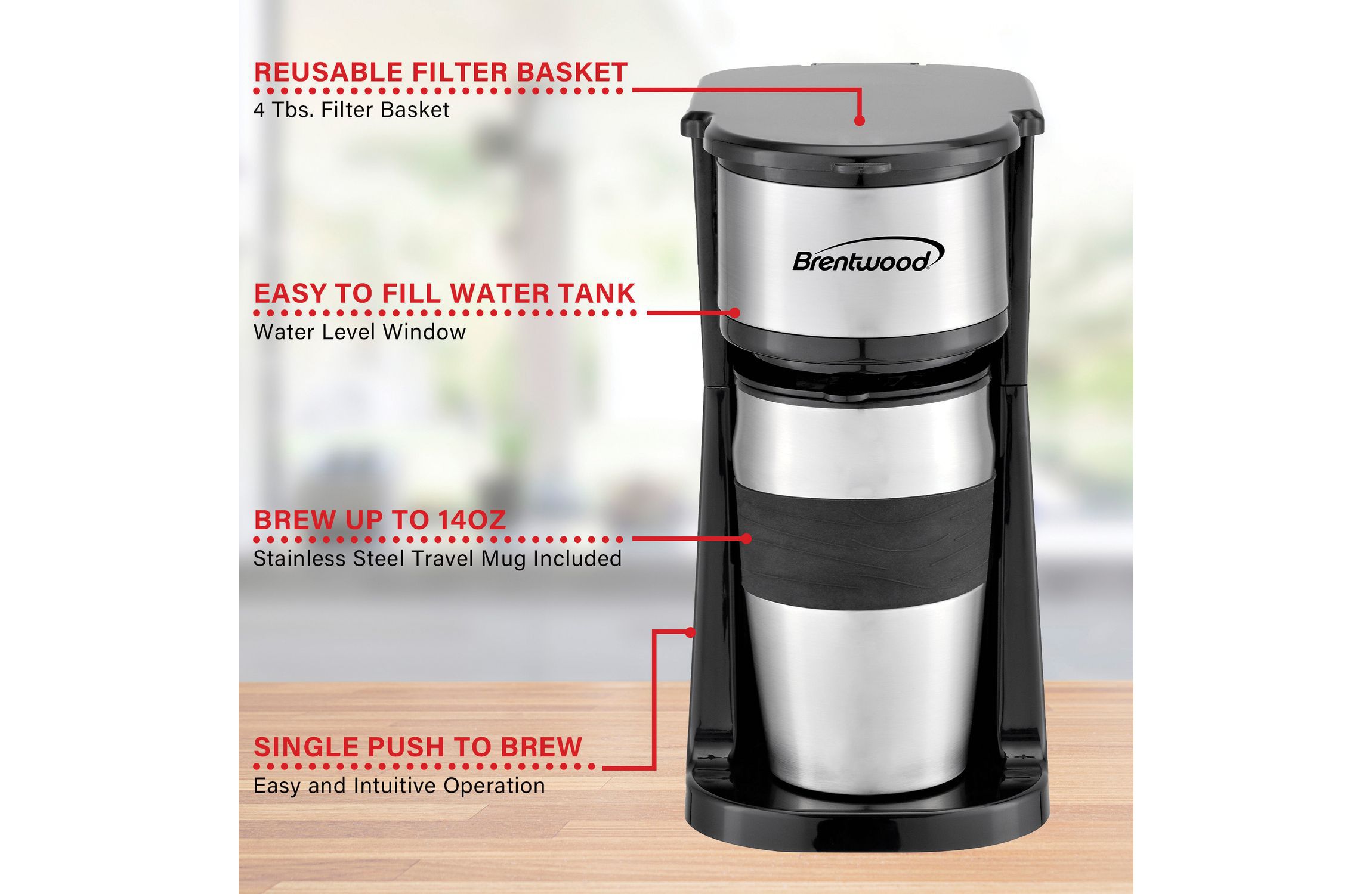 700-Watt Portable Single-Serve Coffee Maker with 14-Oz. Travel Mug