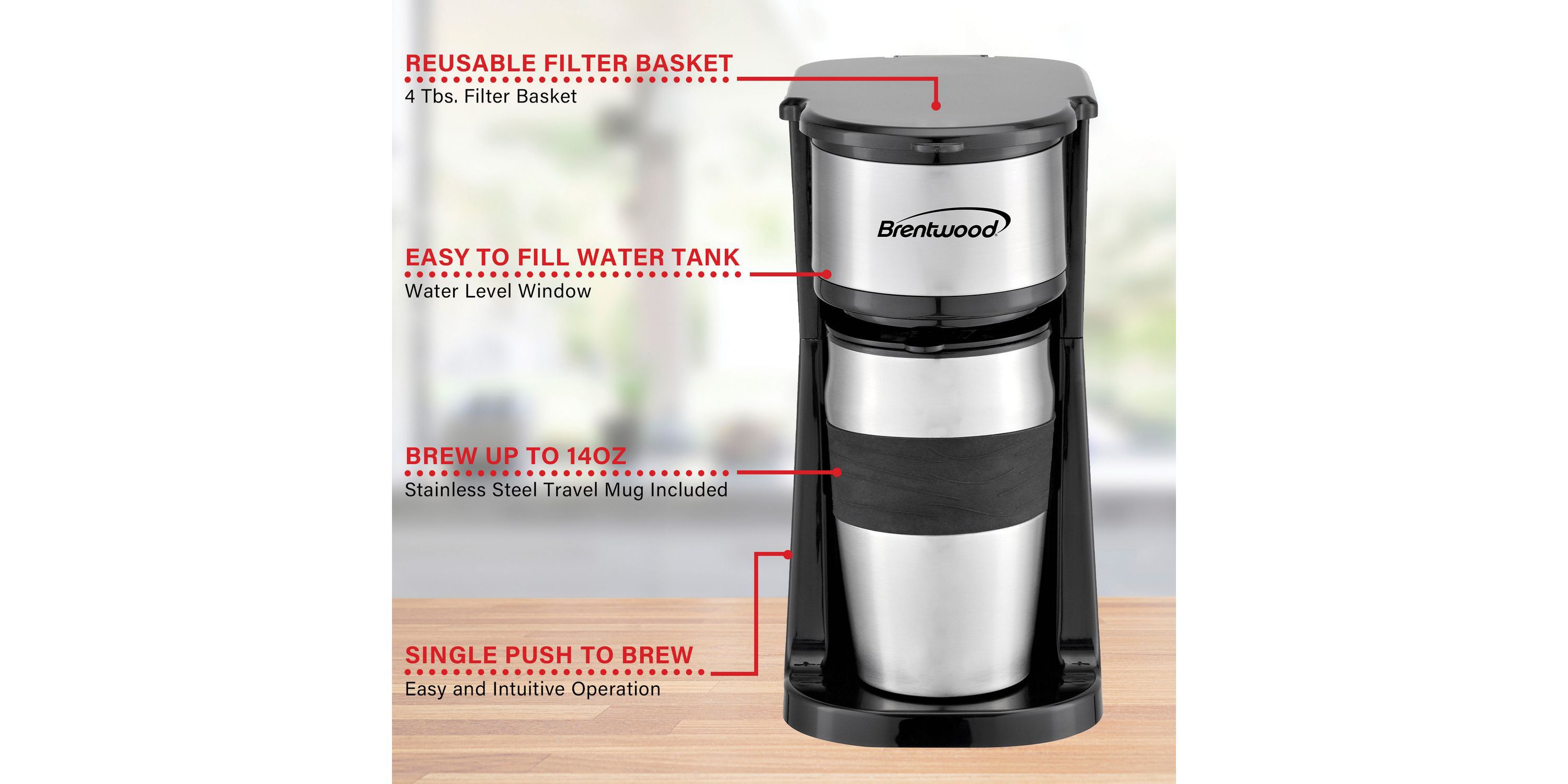 700-Watt Portable Single-Serve Coffee Maker with 14-Oz. Travel Mug