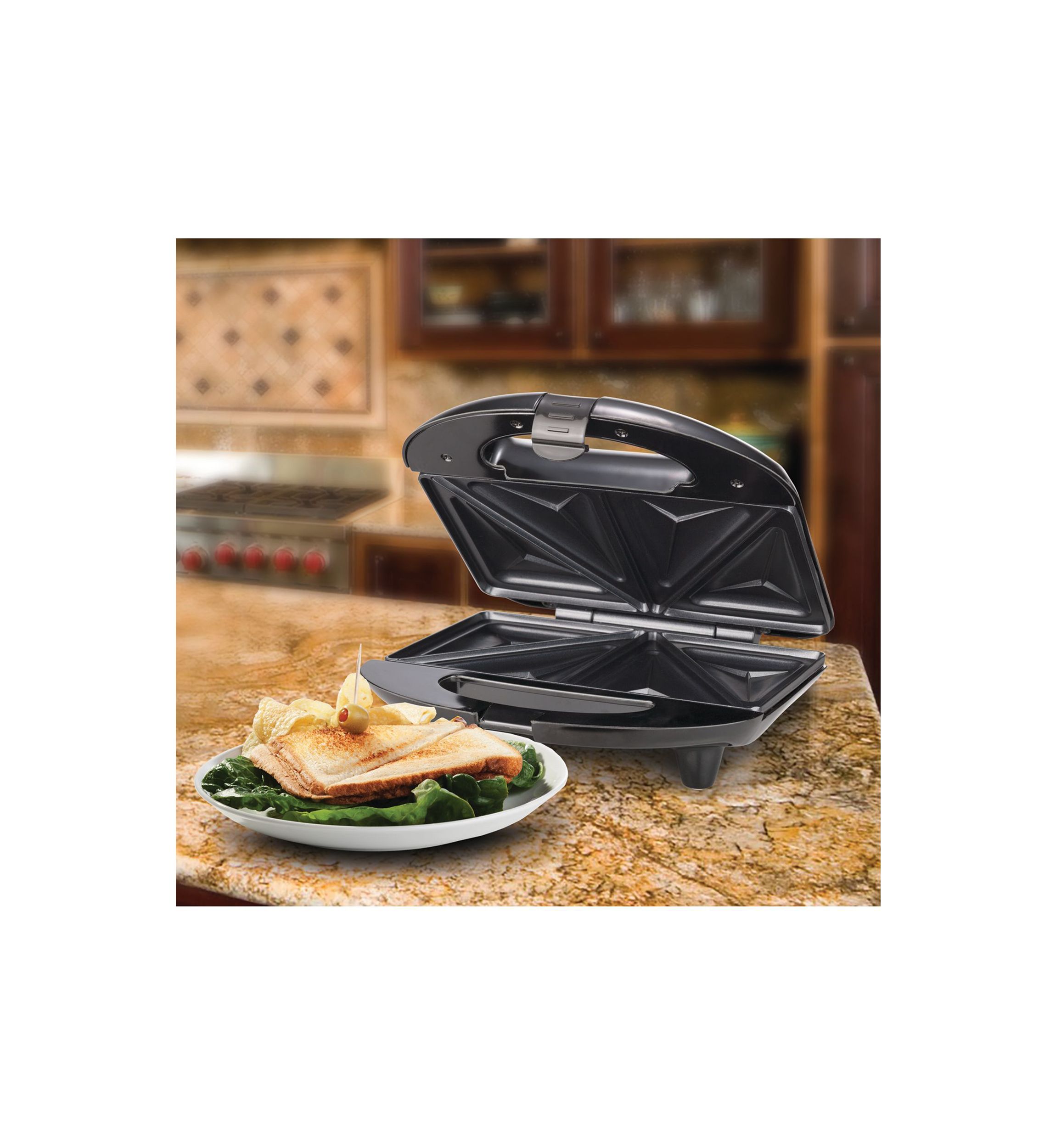 Nonstick Compact Dual Sandwich Maker (Black)