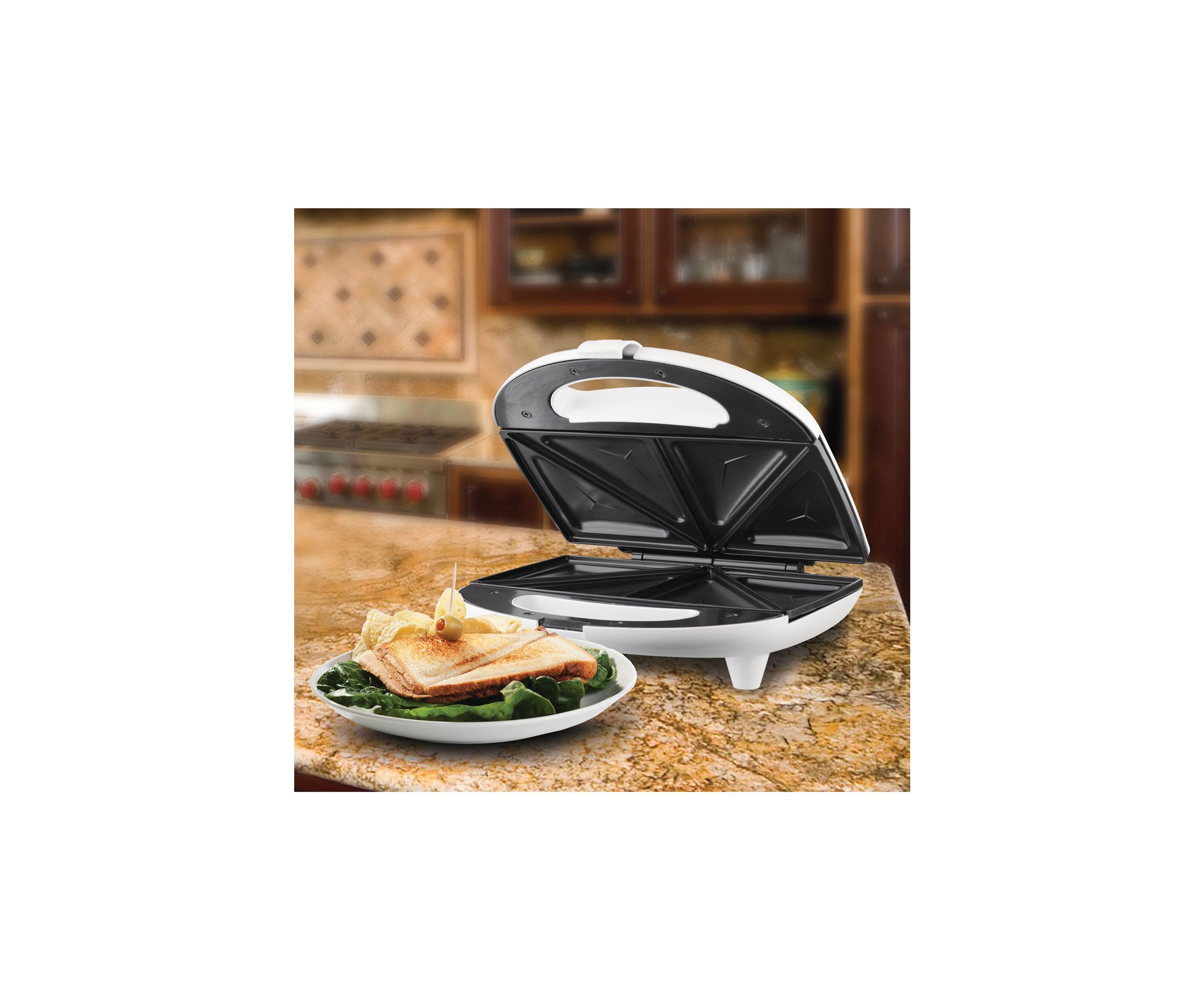 Nonstick Compact Dual Sandwich Maker (White)