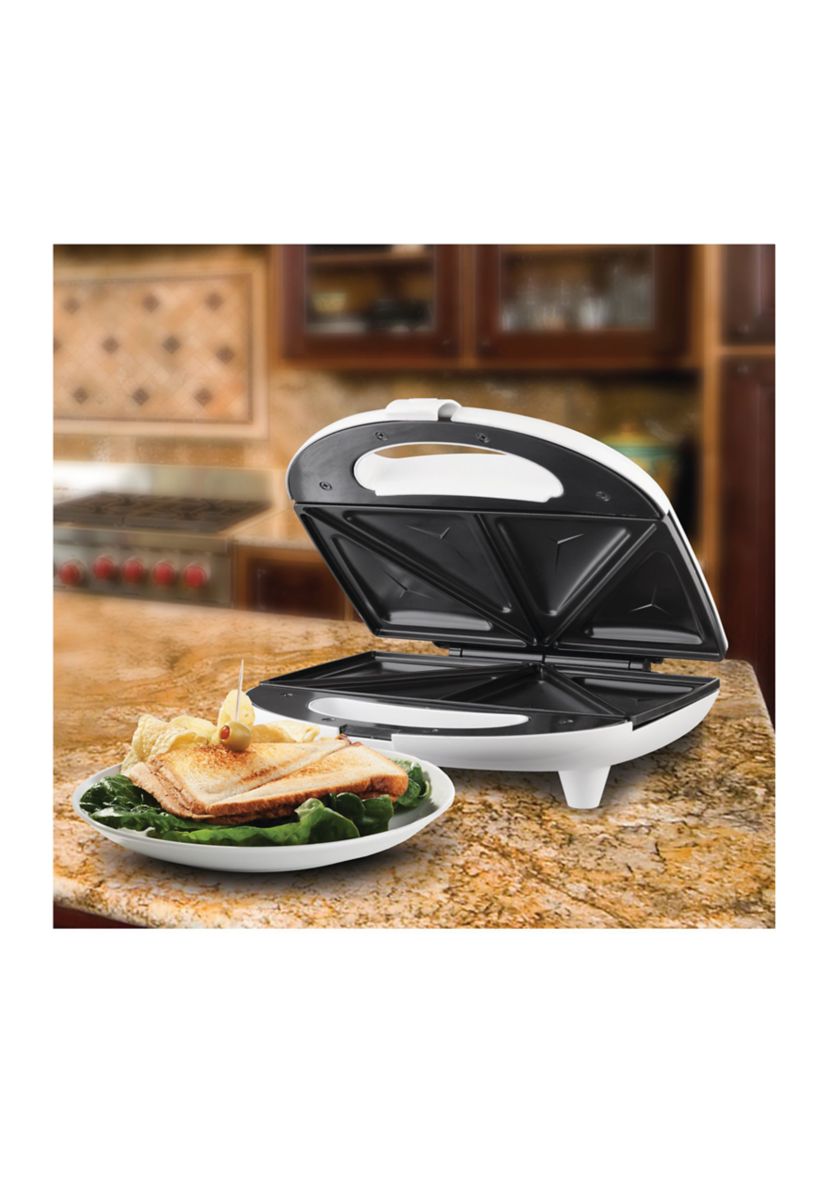 Nonstick Compact Dual Sandwich Maker (White)