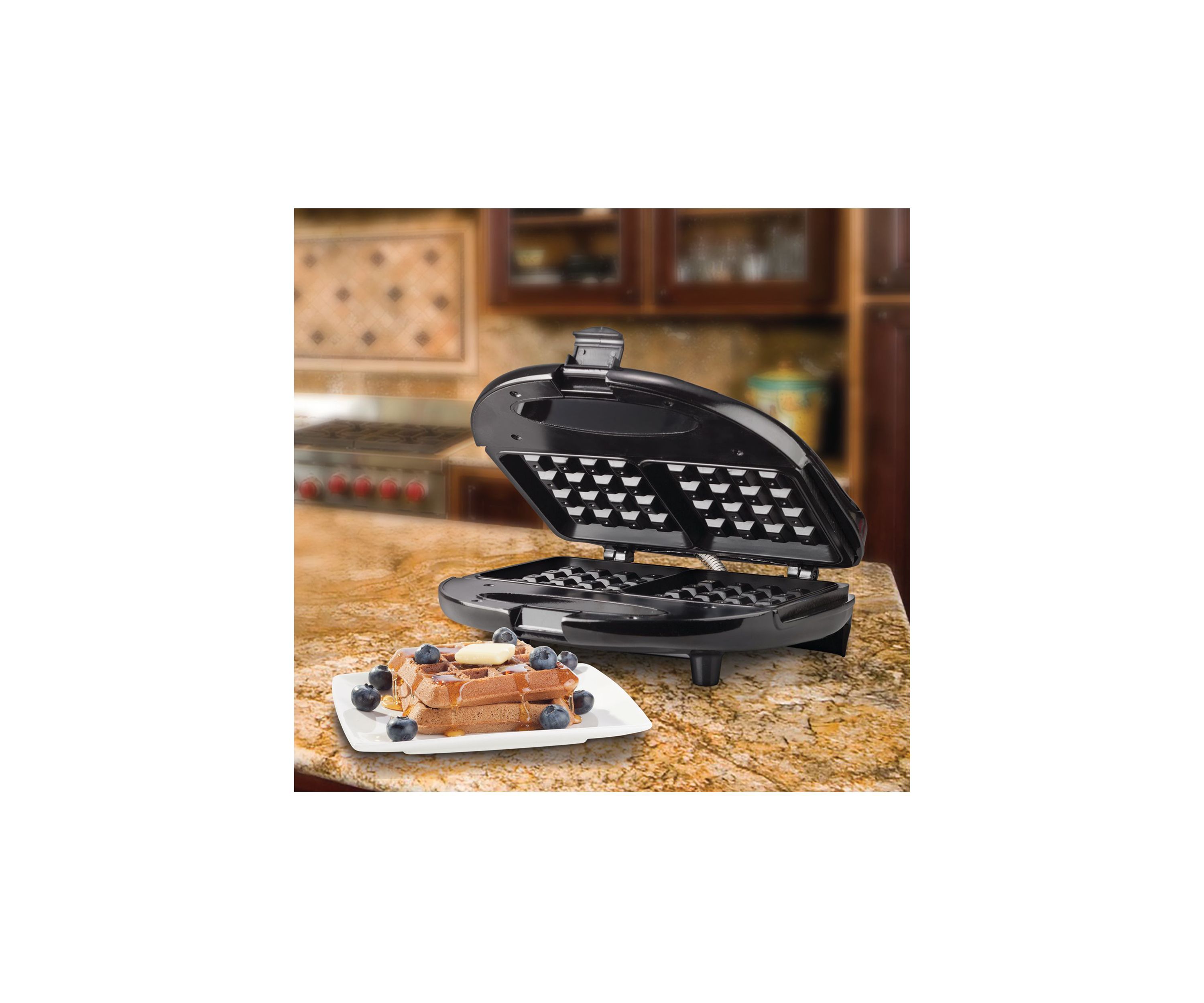 Nonstick Dual Waffle Maker (Black)