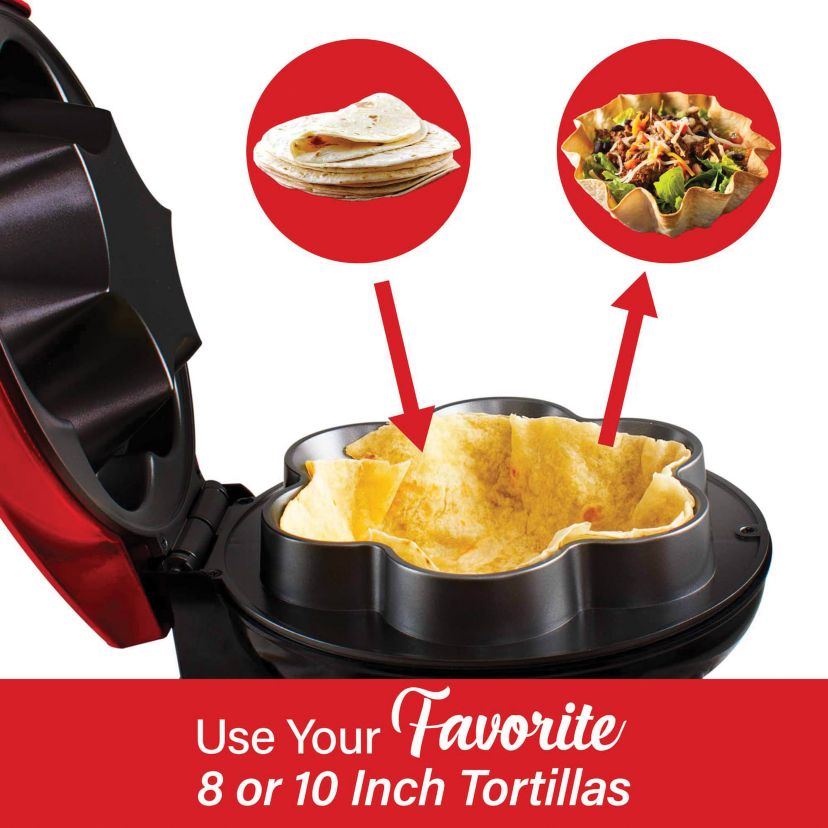 TS-257R 10-In. Electric Tortilla Taco Bowl Maker, Red