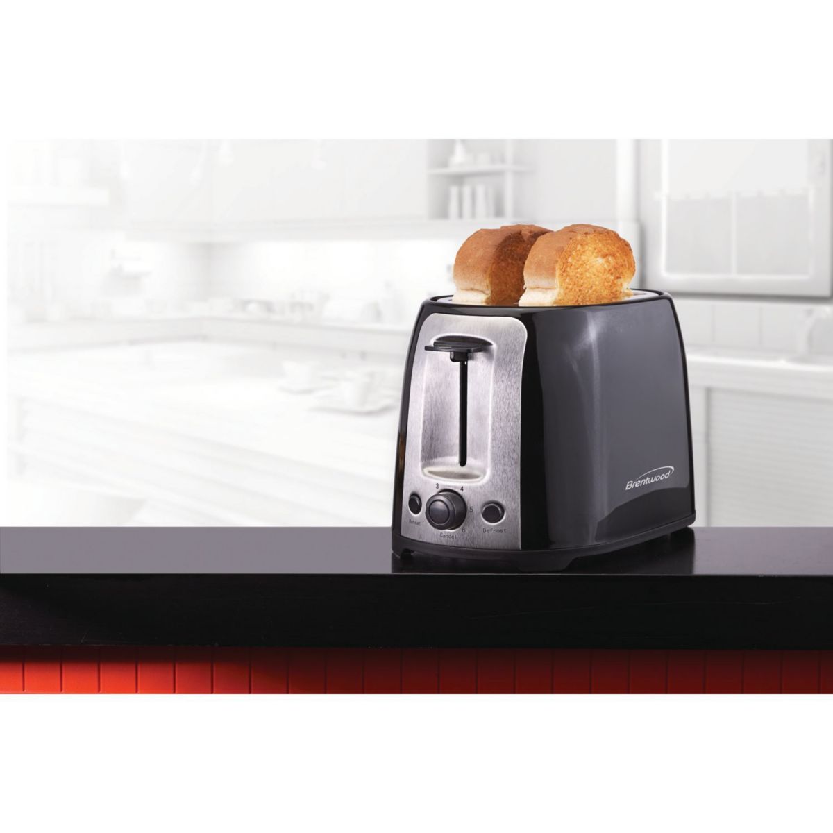 2-Slice Cool-Touch Toaster with Extra-Wide Slots (Black and Stainless Steel)