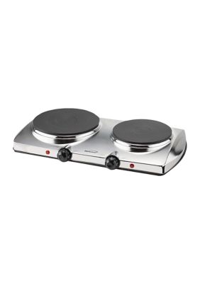 Brentwood 1,440-Watt Double-Burner Electric Hot Plate, Silver