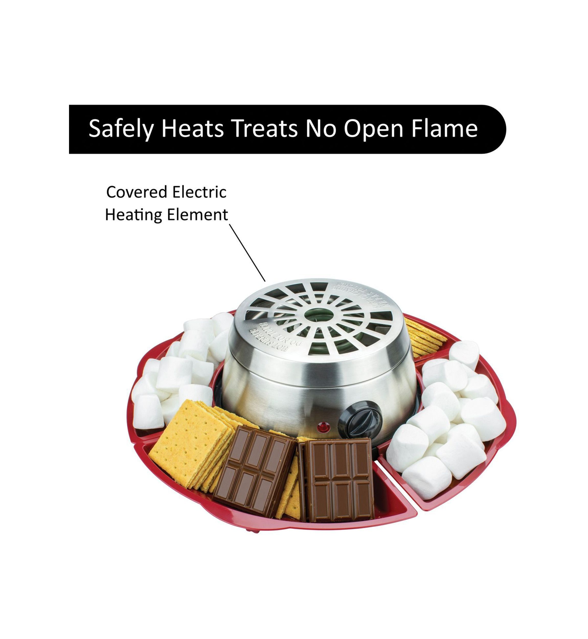 Indoor Electric Stainless Steel S’mores Maker with 4 Trays and 4 Roasting Forks
