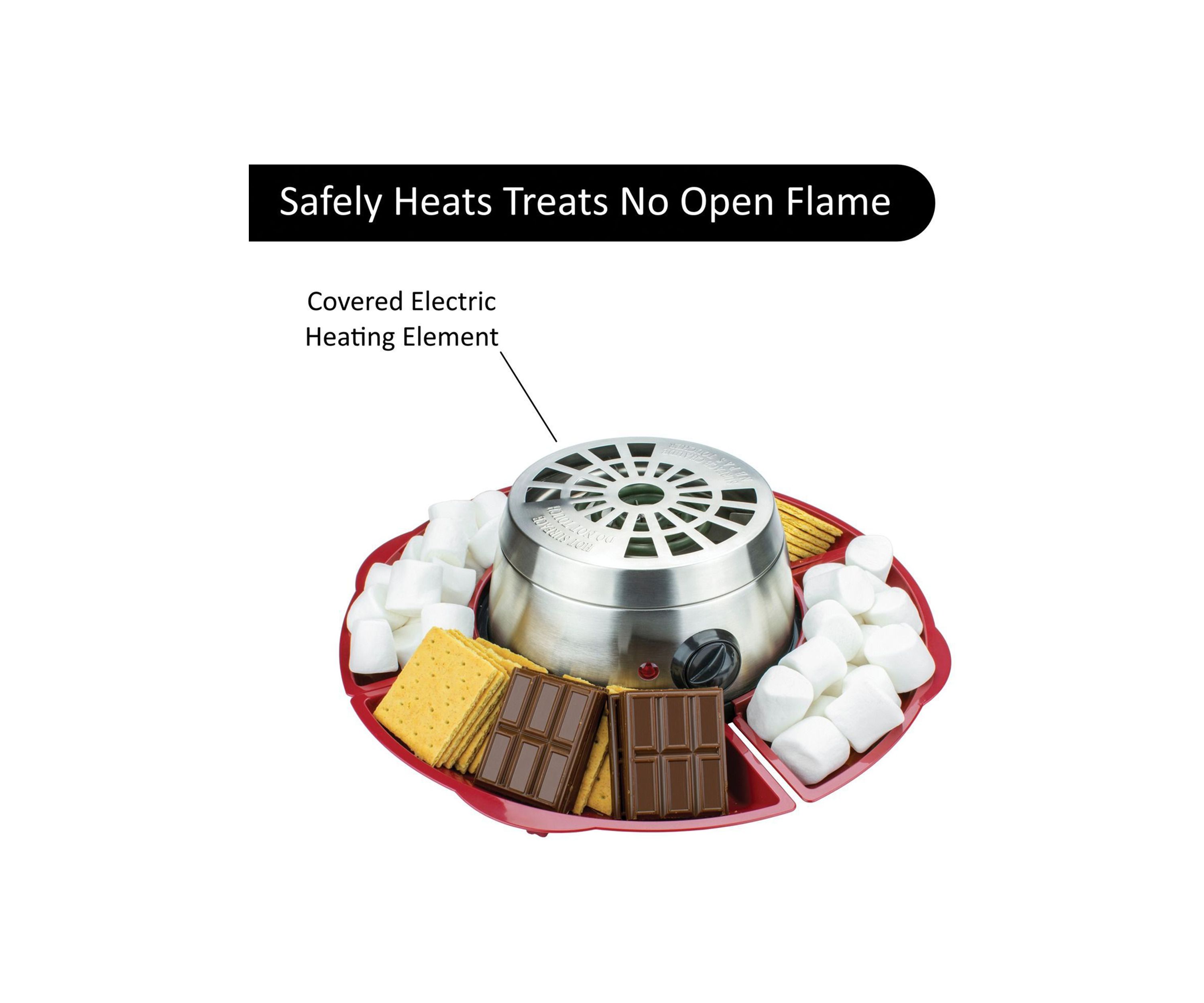 Indoor Electric Stainless Steel S’mores Maker with 4 Trays and 4 Roasting Forks