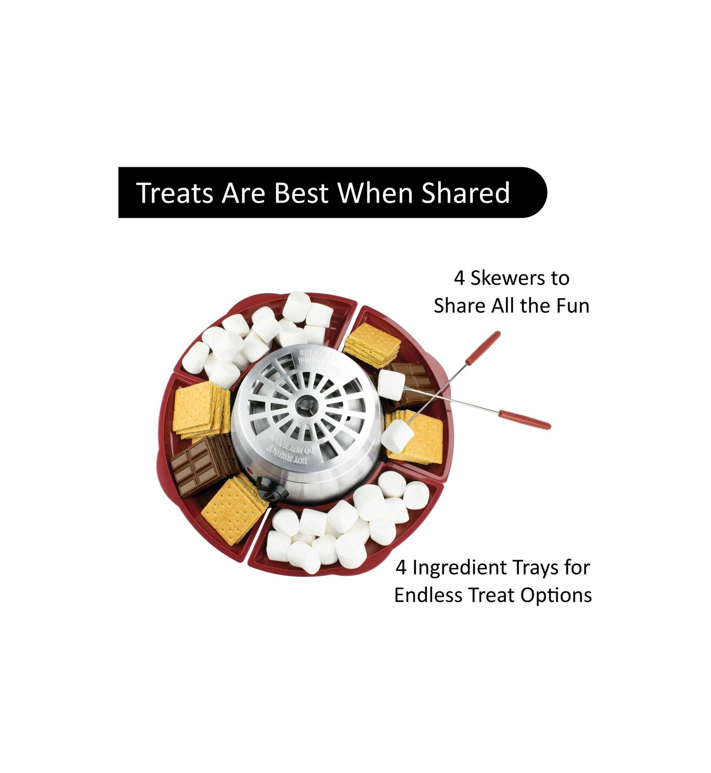 Indoor Electric Stainless Steel S’mores Maker with 4 Trays and 4 Roasting Forks