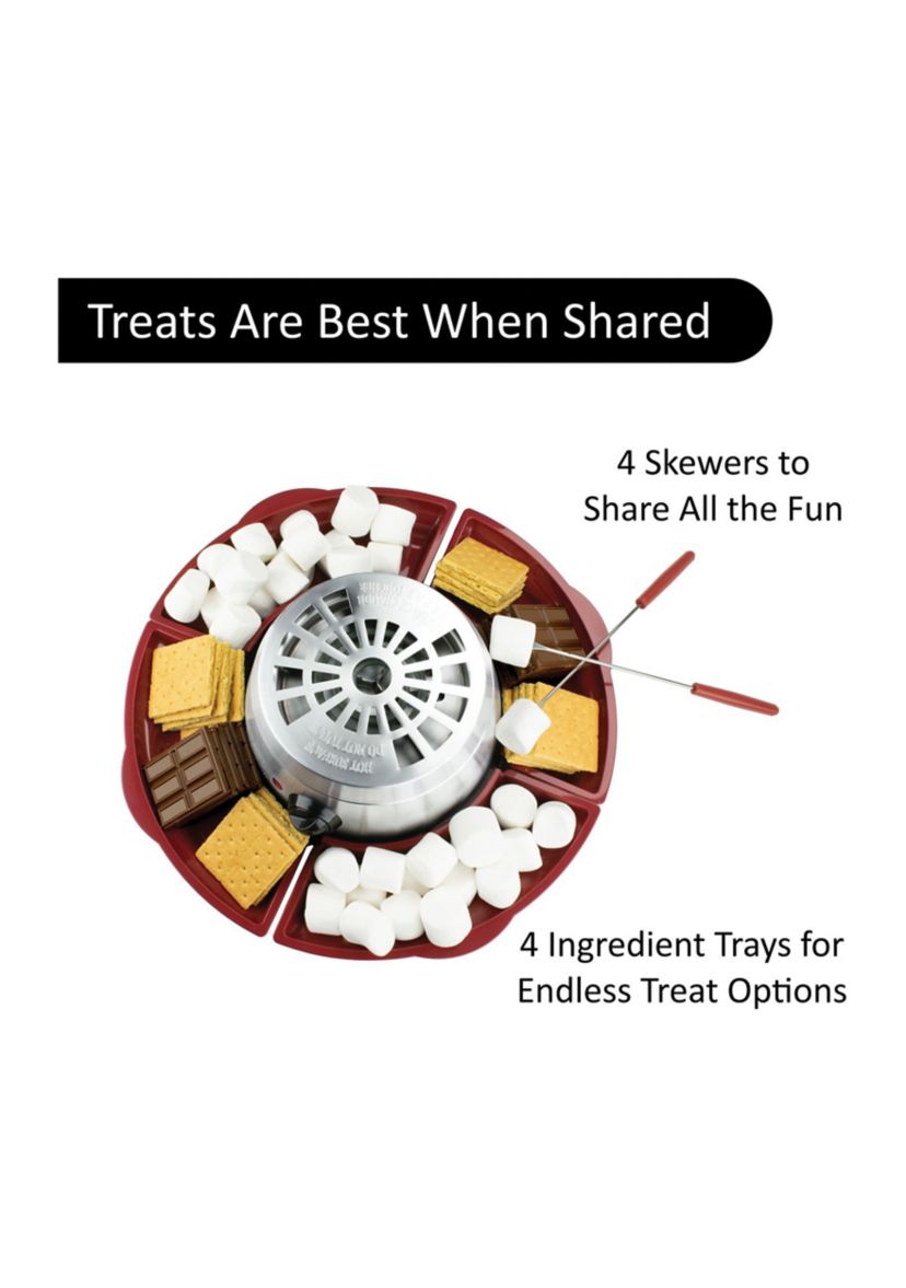 Indoor Electric Stainless Steel S’mores Maker with 4 Trays and 4 Roasting Forks