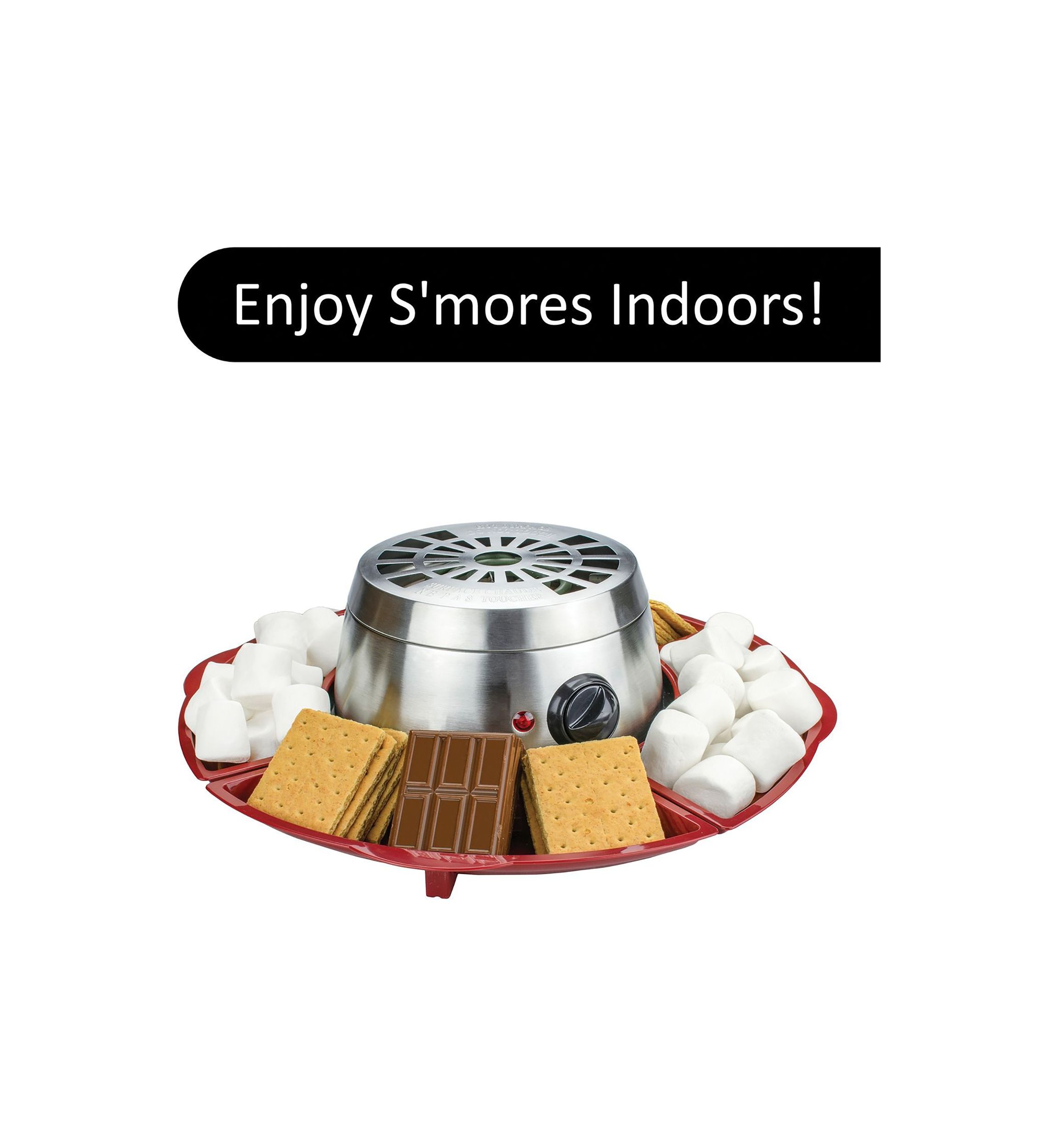 Indoor Electric Stainless Steel S’mores Maker with 4 Trays and 4 Roasting Forks