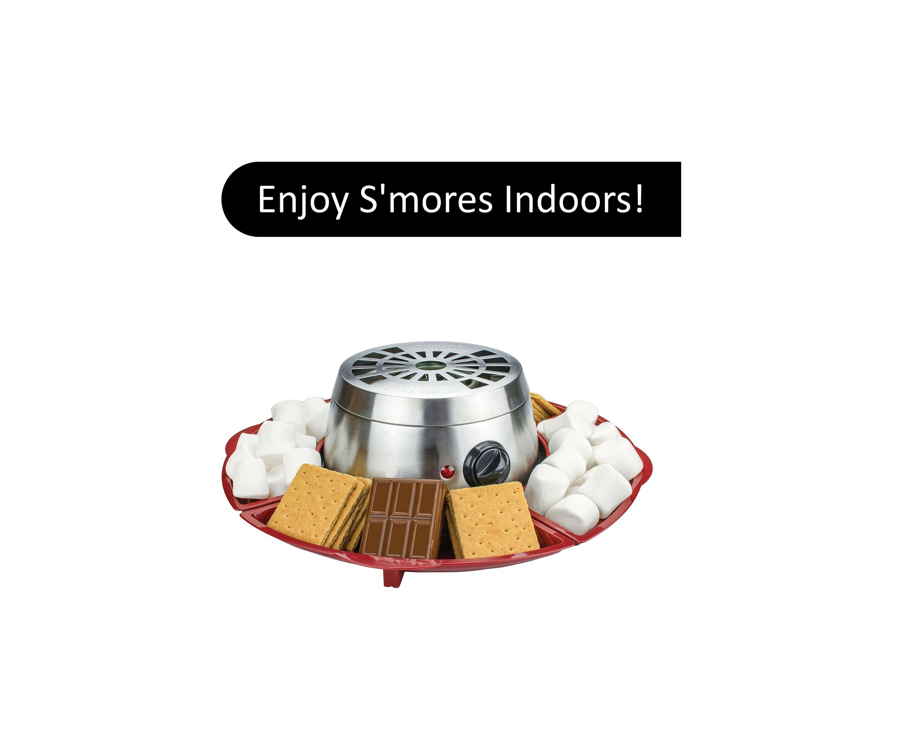 Indoor Electric Stainless Steel S’mores Maker with 4 Trays and 4 Roasting Forks