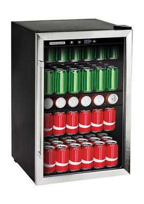 Frigidaire 4.4-Cu-Ft. 126-Can Stainless Steel Door Beverage Center Compact Refrigerator, Black