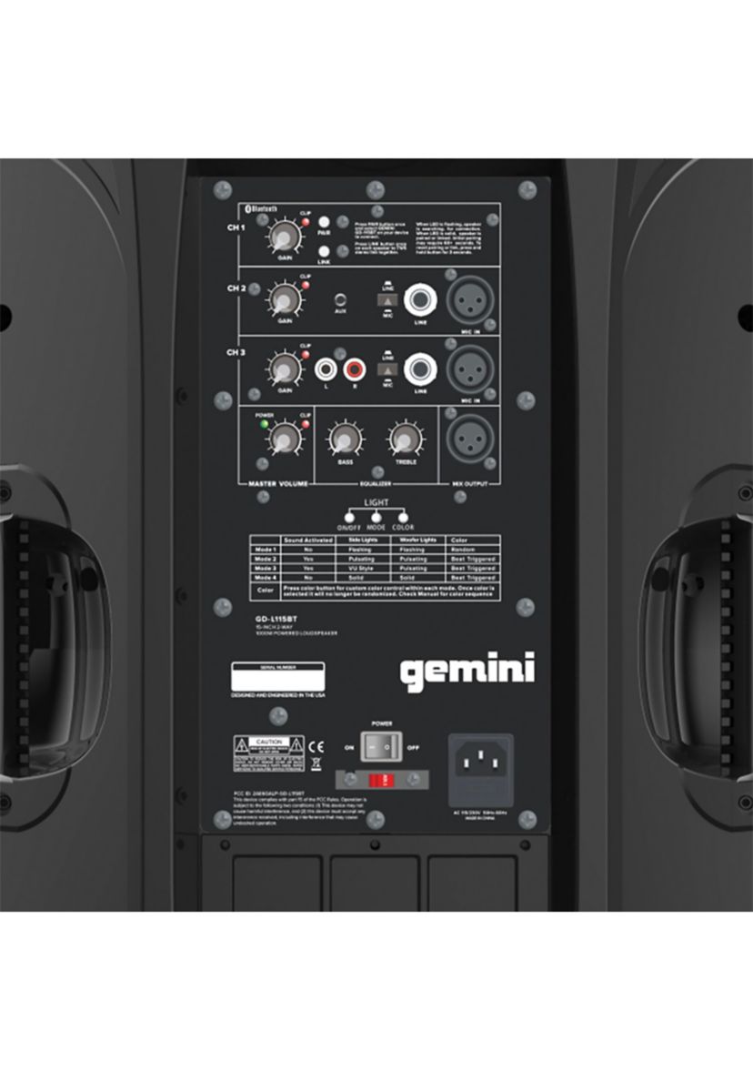 15-Inch 1,000-Watt Class D Bluetooth Portable Party System