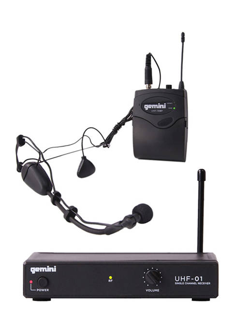 Single Channel UHF Wireless Microphone System with Headset and Lavalier Microphones