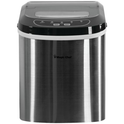 Magic Chef 27-Pound-Capacity Portable Ice Maker (Stainless With Black Top)
