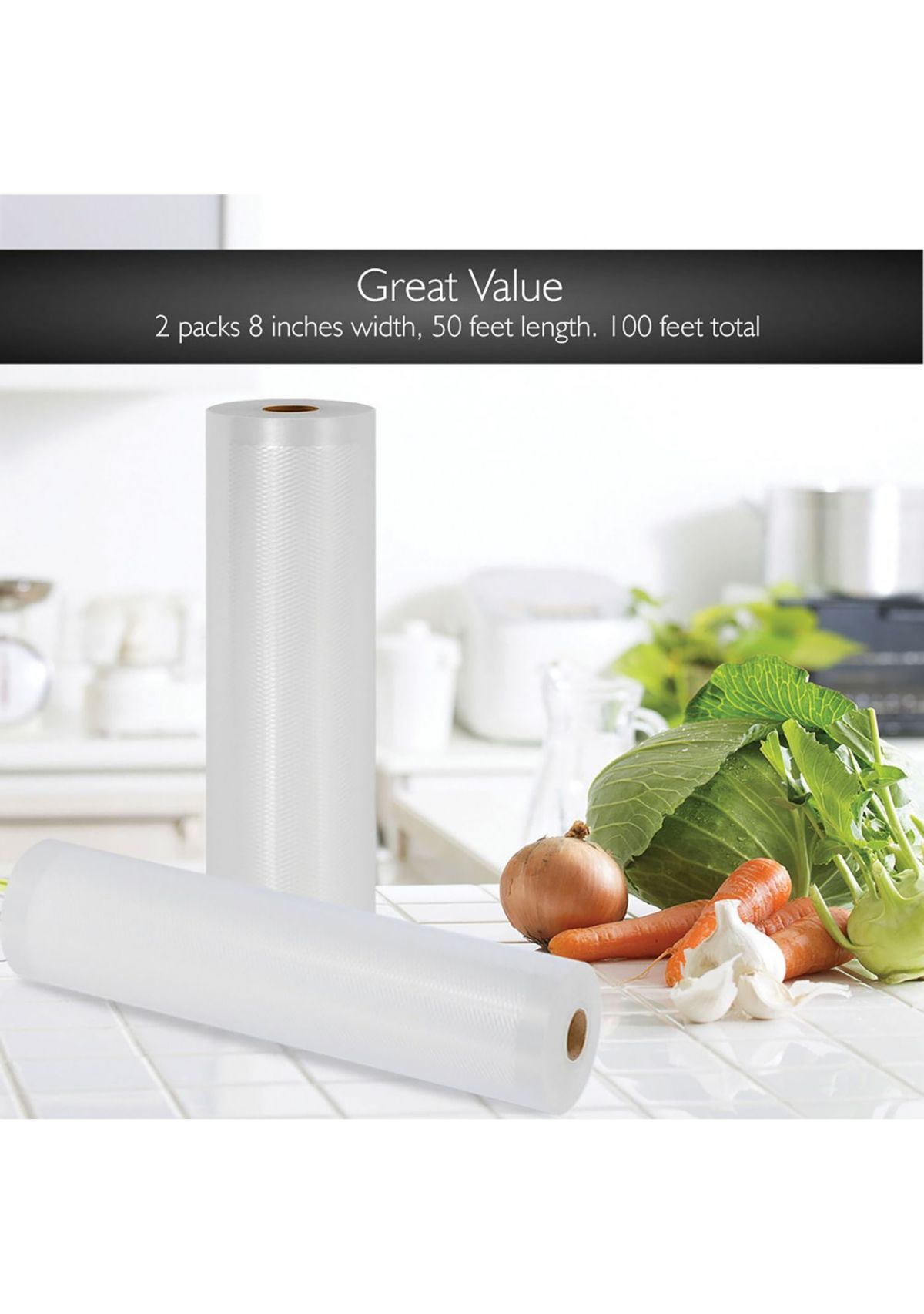 Universal 8-Inch Vacuum Sealer Bags (100 Feet)