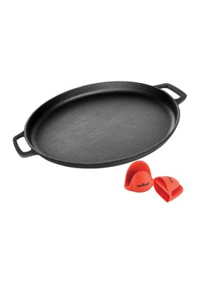 NutriChef 14 Inch Cast Iron PizzaBaking Pan 3 Pieces Cooking Oven