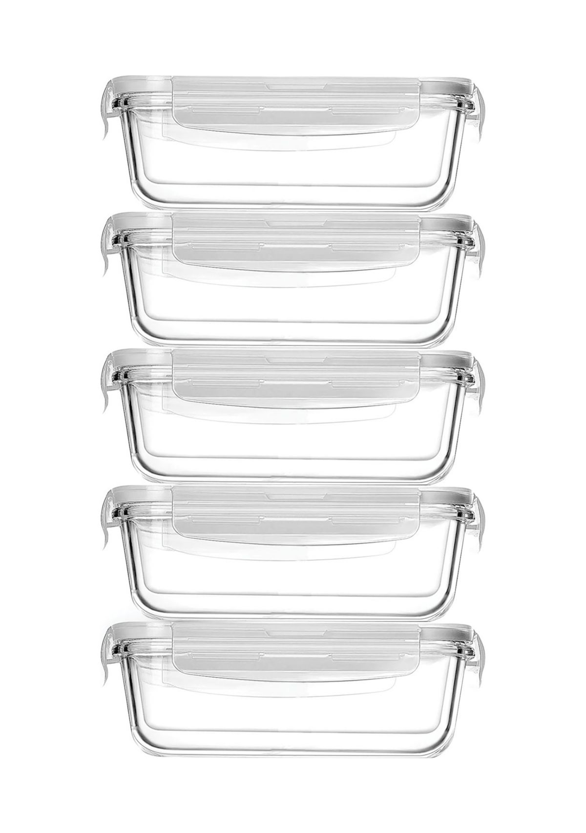 10-Piece Stackable Borosilicate Glass Food Storage Containers Set