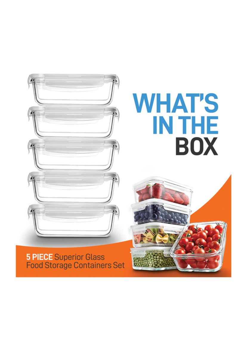 10-Piece Stackable Borosilicate Glass Food Storage Containers Set
