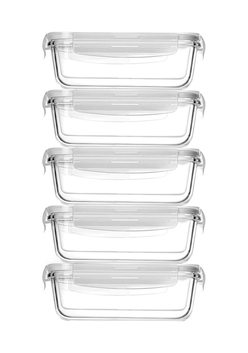 10-Piece Stackable Borosilicate Glass Food Storage Containers Set