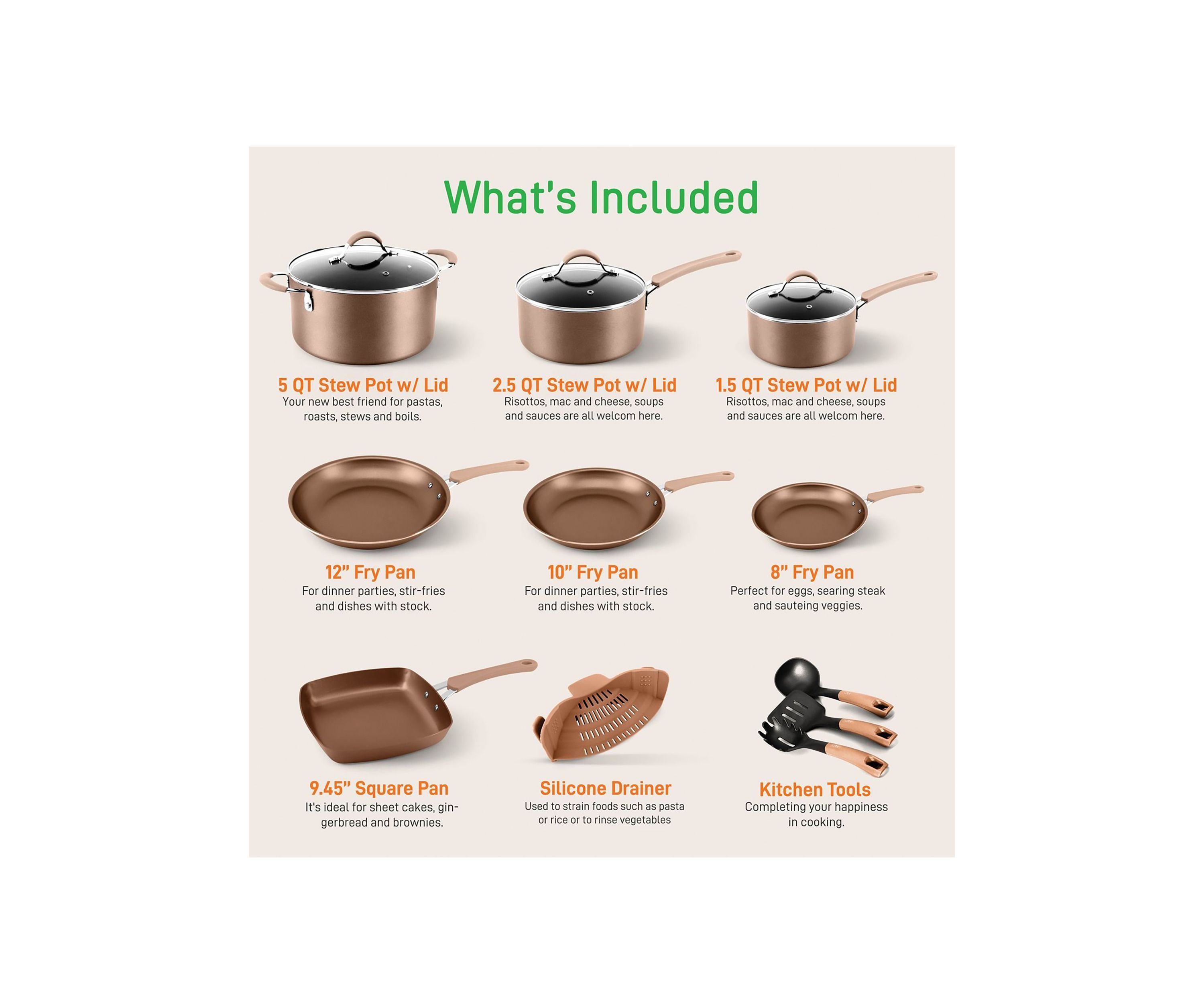 20-Piece Kitchenware Pots and Pans Set