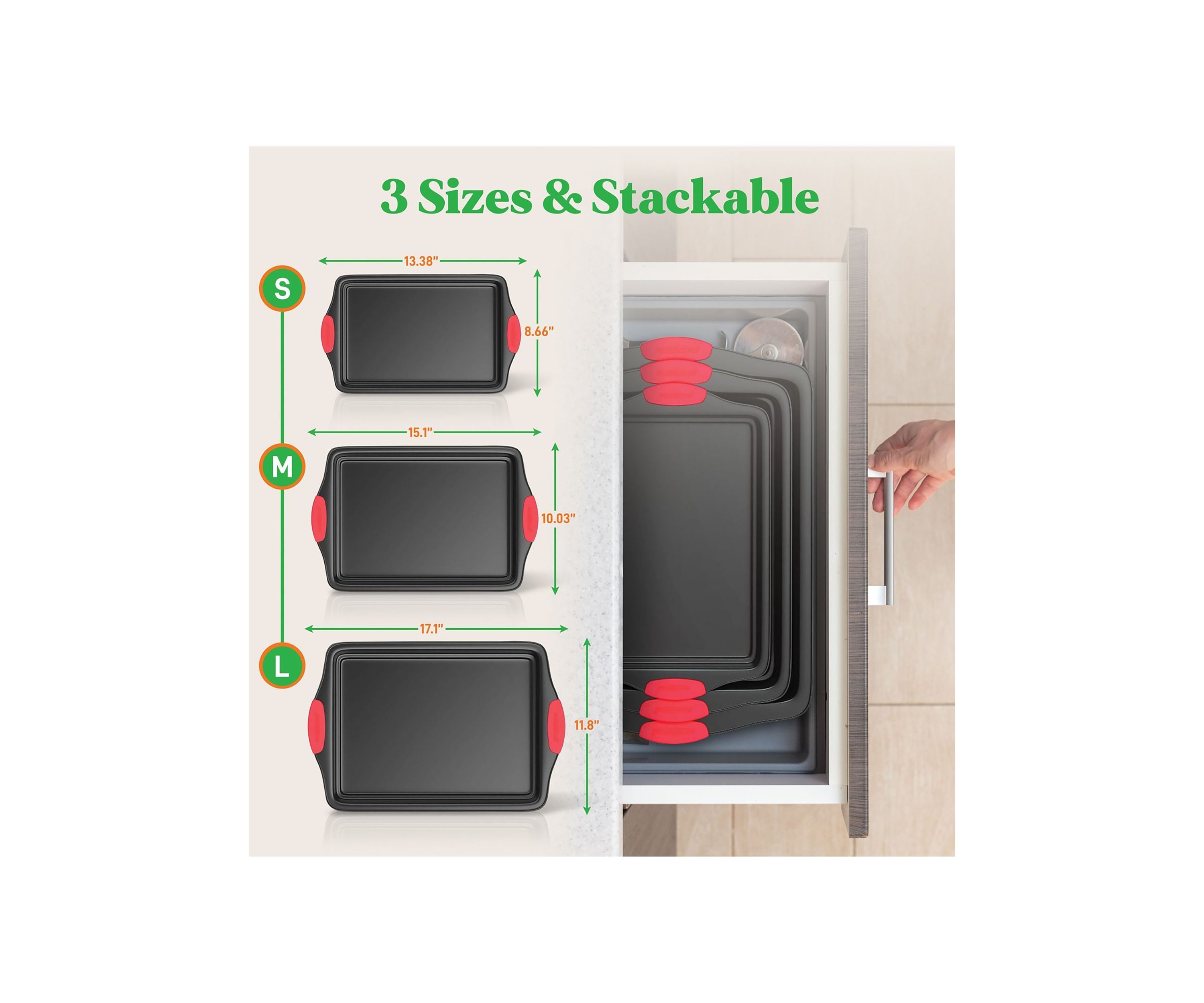 3-Piece Steel Non-Stick Bakeware Set
