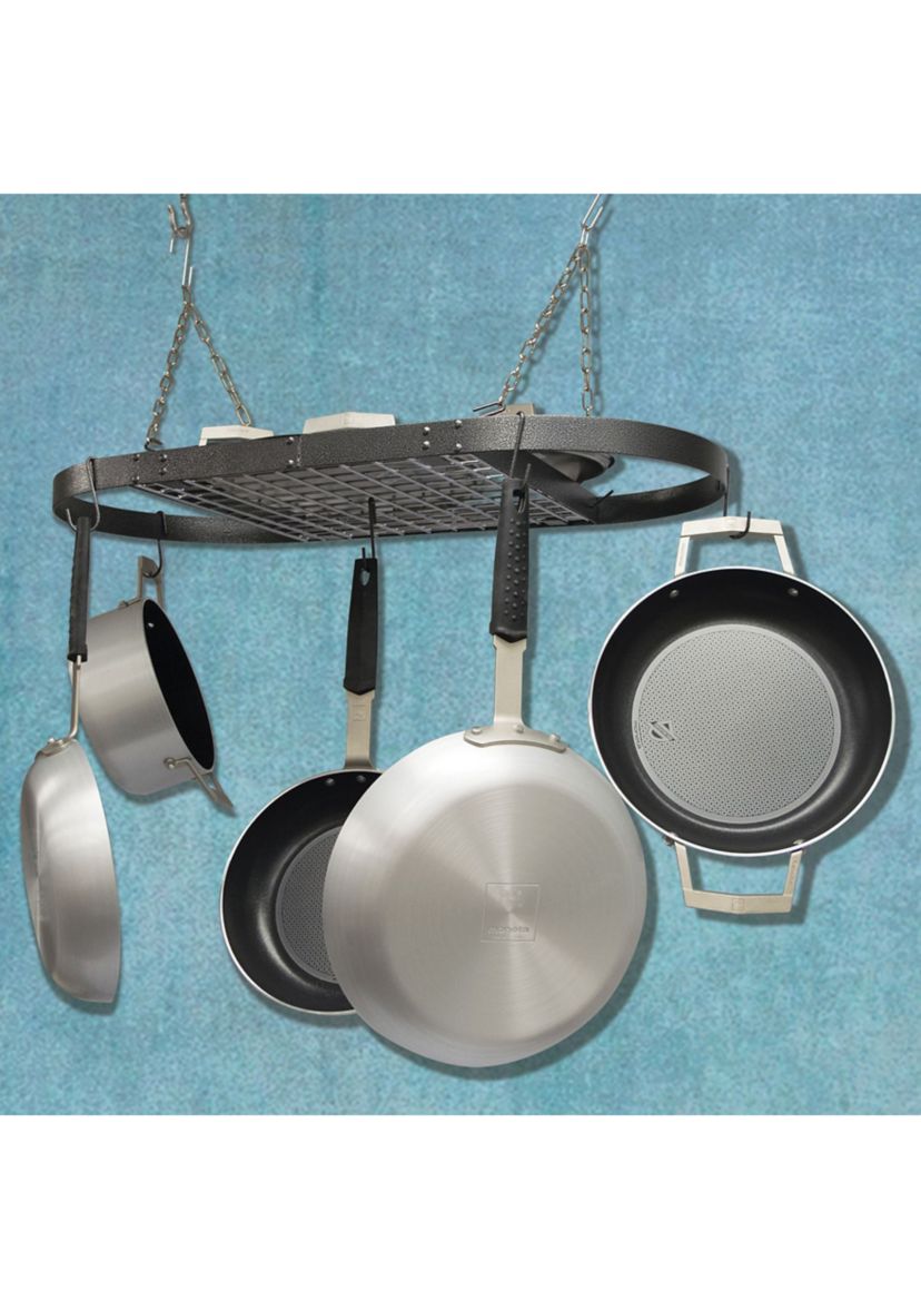 Range Kleen Hammered Gray Enameled Oval Hanging Pot Rack | Belk
