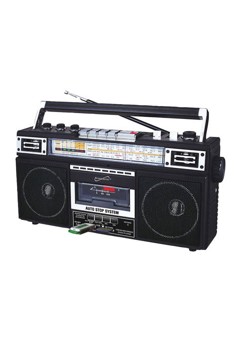 Supersonic Retro 4-Band Radio and Cassette Player with