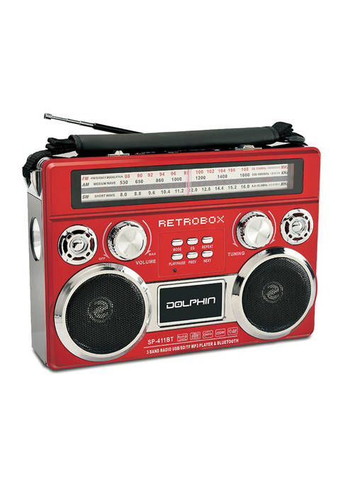 Dolphin Audio Retrobox Portable Mini Bluetooth Speaker (Red)