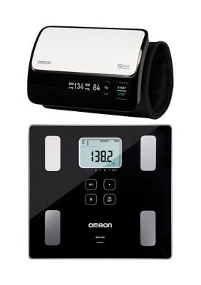 Omron Wireless Upper Arm Blood Pressure Monitor & Body Comp/Scale Bluth Connect, White