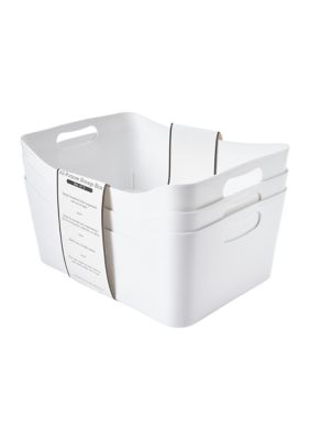 Heritage Living Large Plastic Storage Bins With Handles - Set Of 2 - Yahoo  Shopping