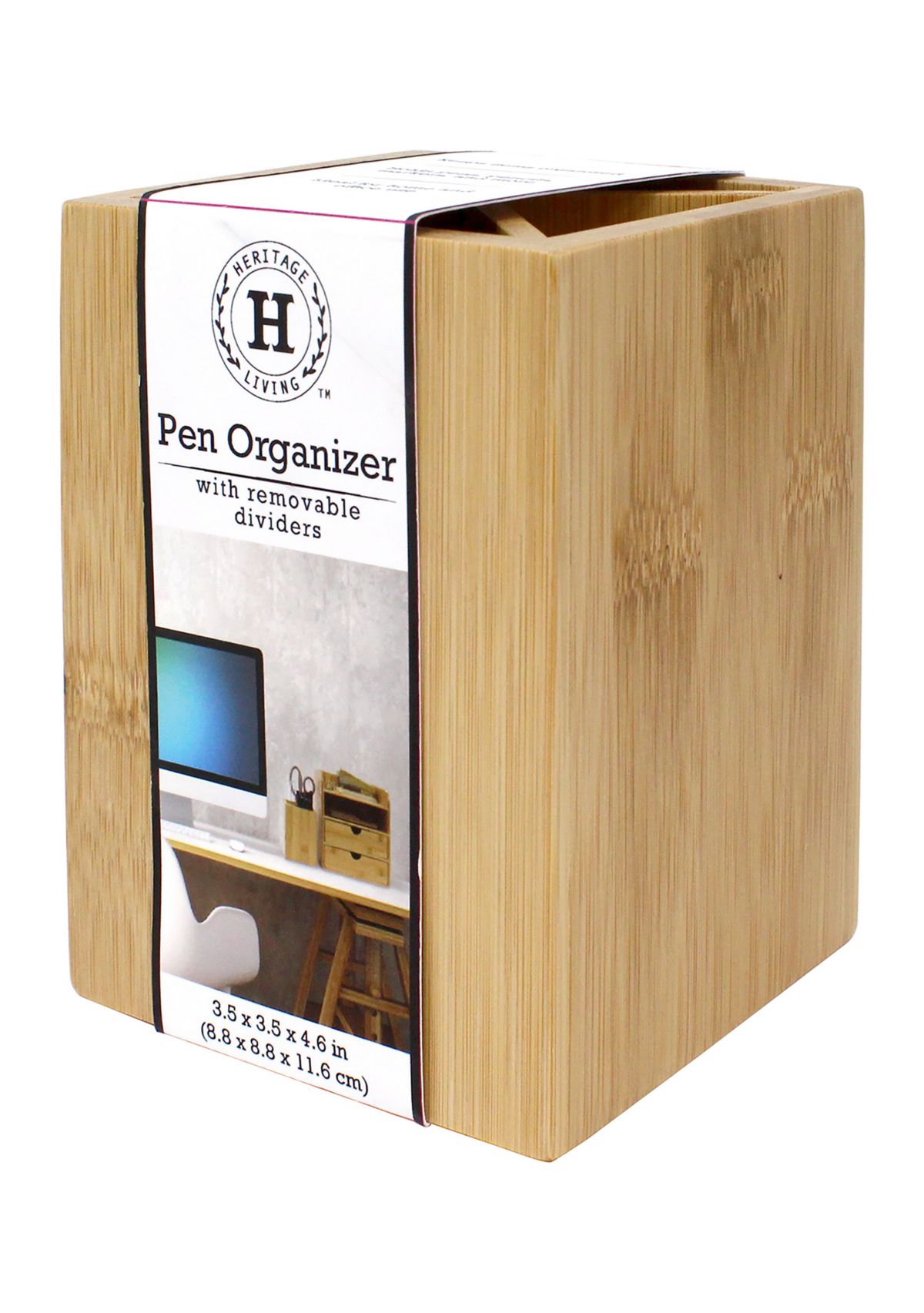  Bamboo Pen Organizer with Removable Dividers 