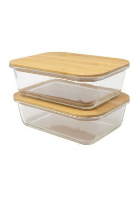 Tabletops Unlimited Smart Planet Bamboo Lid Floral Glass Food
