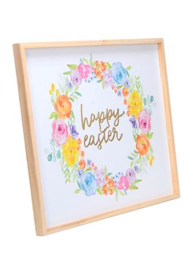 Vivid Floral Happy Easter Framed Wall Art