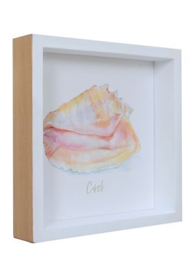 Pink Shell Wood Block Art