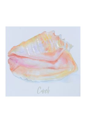 Pink Shell Wood Block Art