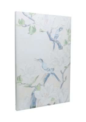 Bird Camellias Textured Wall Art