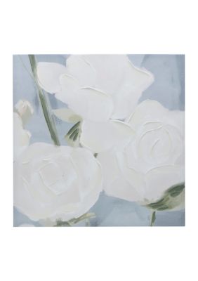 White Floral Textured Wall Art