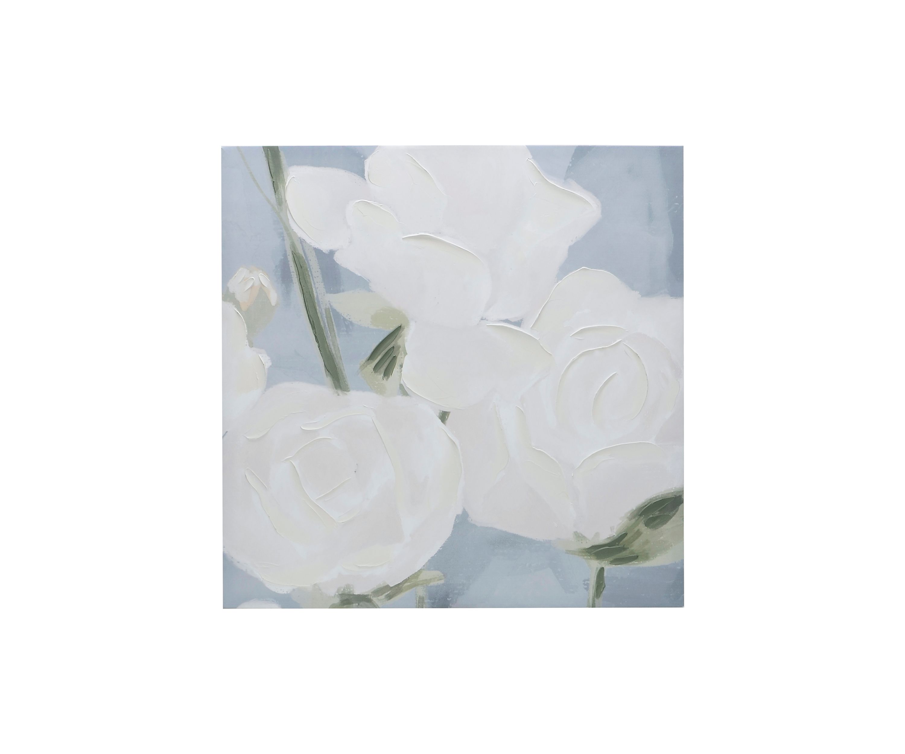White Floral Textured Wall Art
