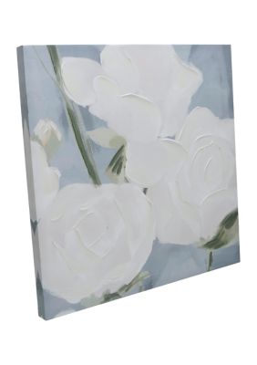 White Floral Textured Wall Art