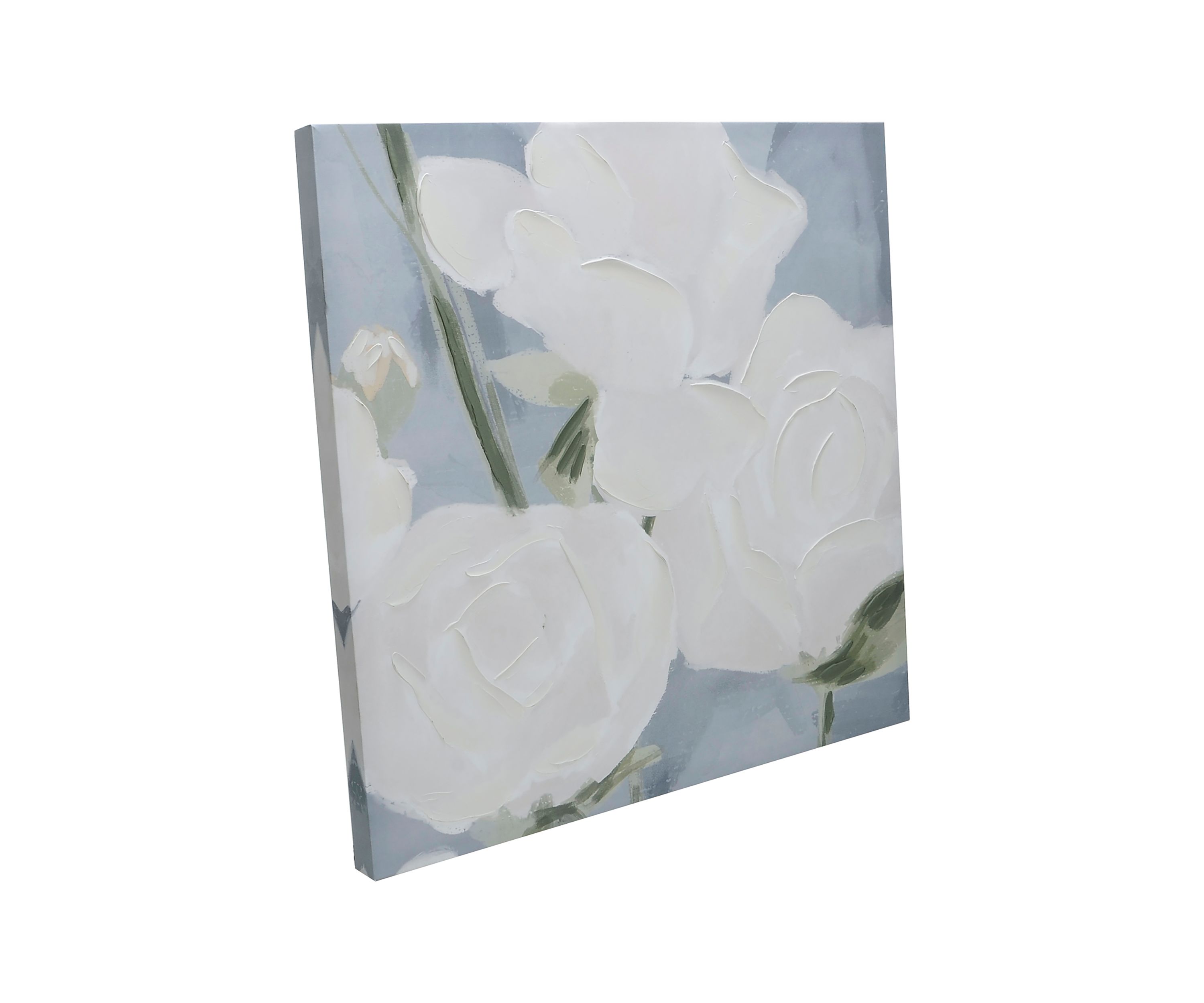 White Floral Textured Wall Art