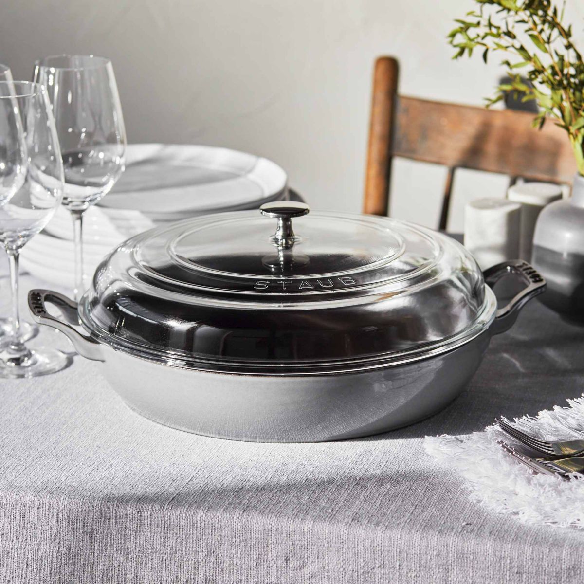 3.5qt Cast Iron Braiser w/ Glass Lid Graphite Gray